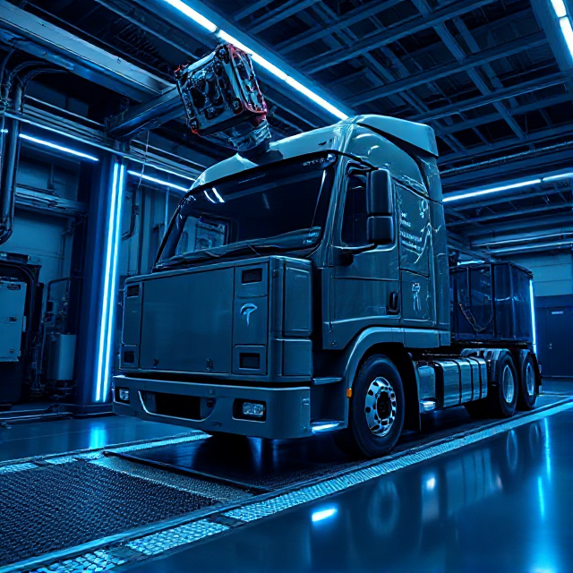 Automated electric truck battery swapping station
